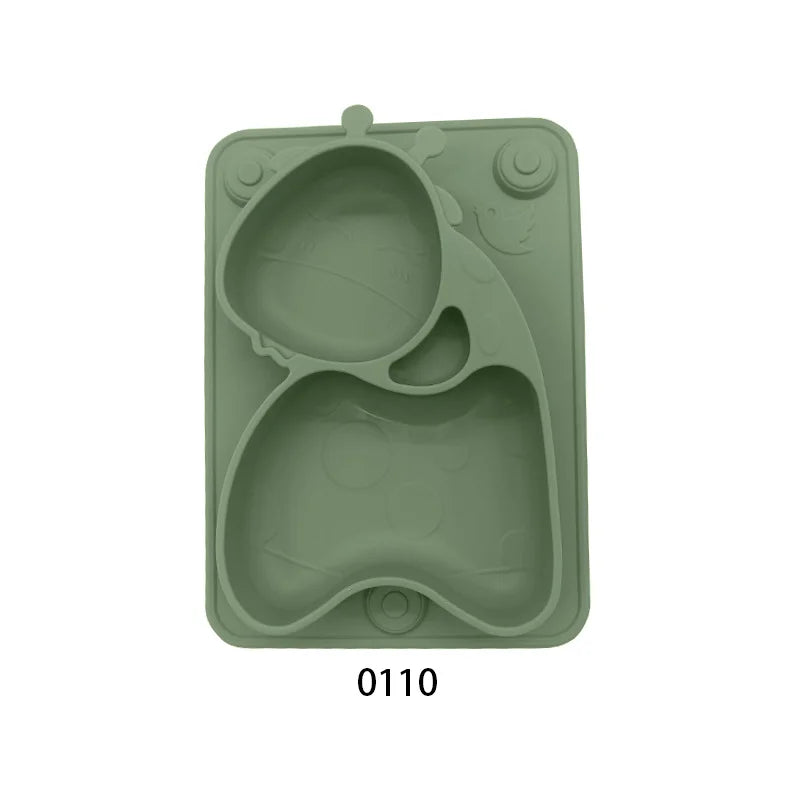 Geteilter Silikonteller für Kinder mit niedlichem Giraffen Motiv BPA frei