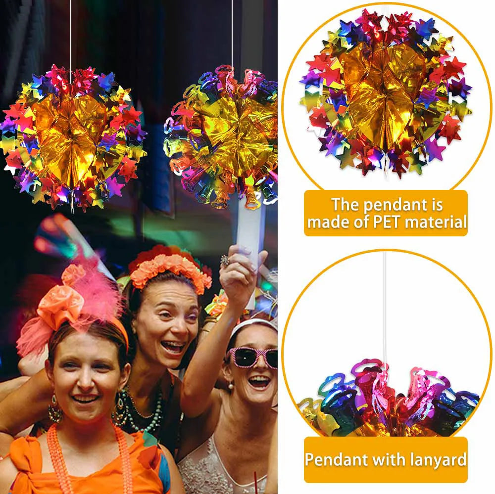 Bunte Waben Kugel Anhänger mit Liebesstern für festliche Dekoration