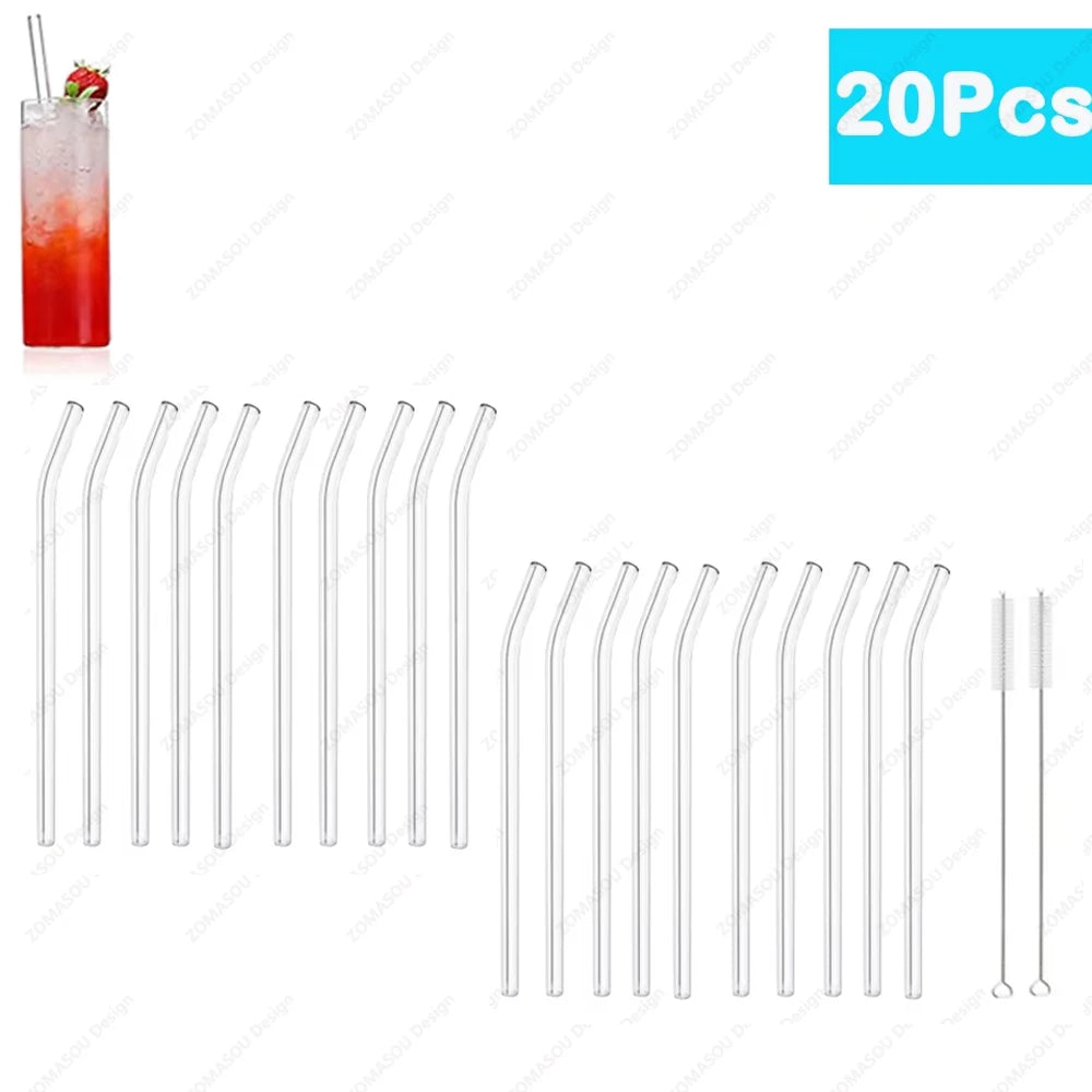 Umweltfreundliche Glasstrohhalme mit Bürsten für Smoothies und Cocktails-Yabubest - Home & More