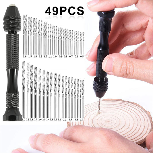 49-teiliges Präzisions Handbohrer Set 0,2-3,4mm für Holz Schmuck Handwerk