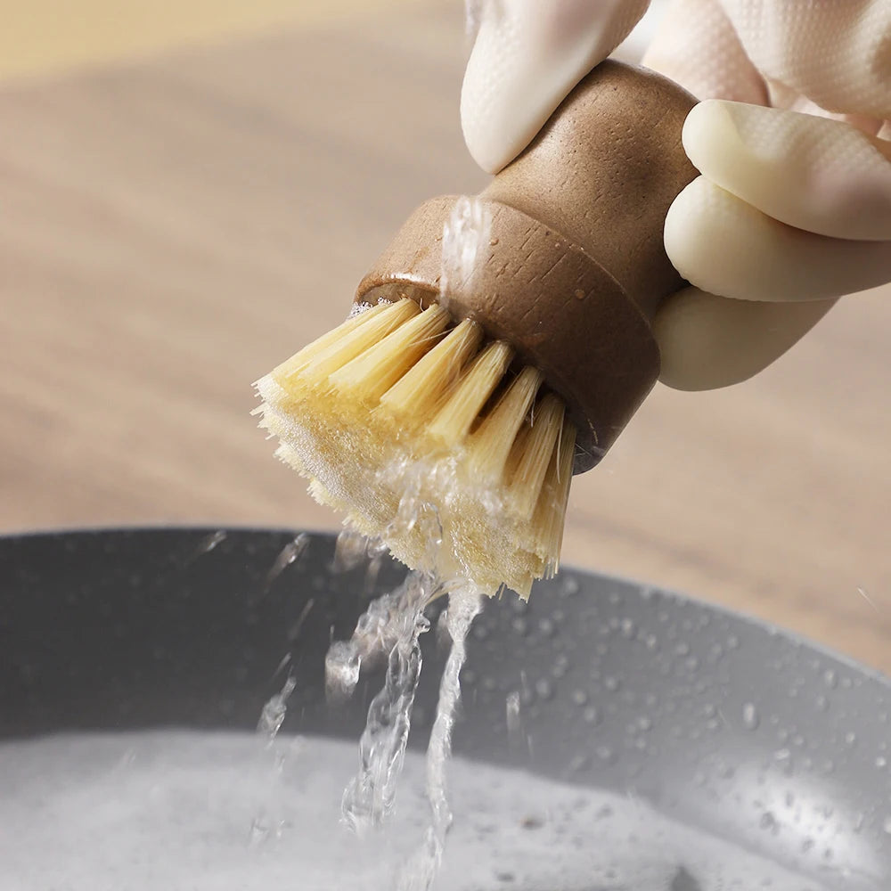 Umweltfreundliche Topfbürste mit Sisal-Holzgriff für Küche und Geschirrspüler