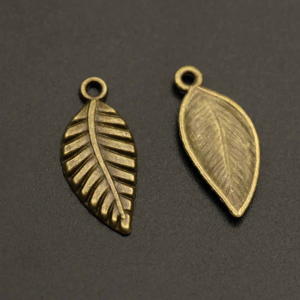 10er Set Antik Bronze Silber Blattform Anhänger für DIY Schmuck Basteln