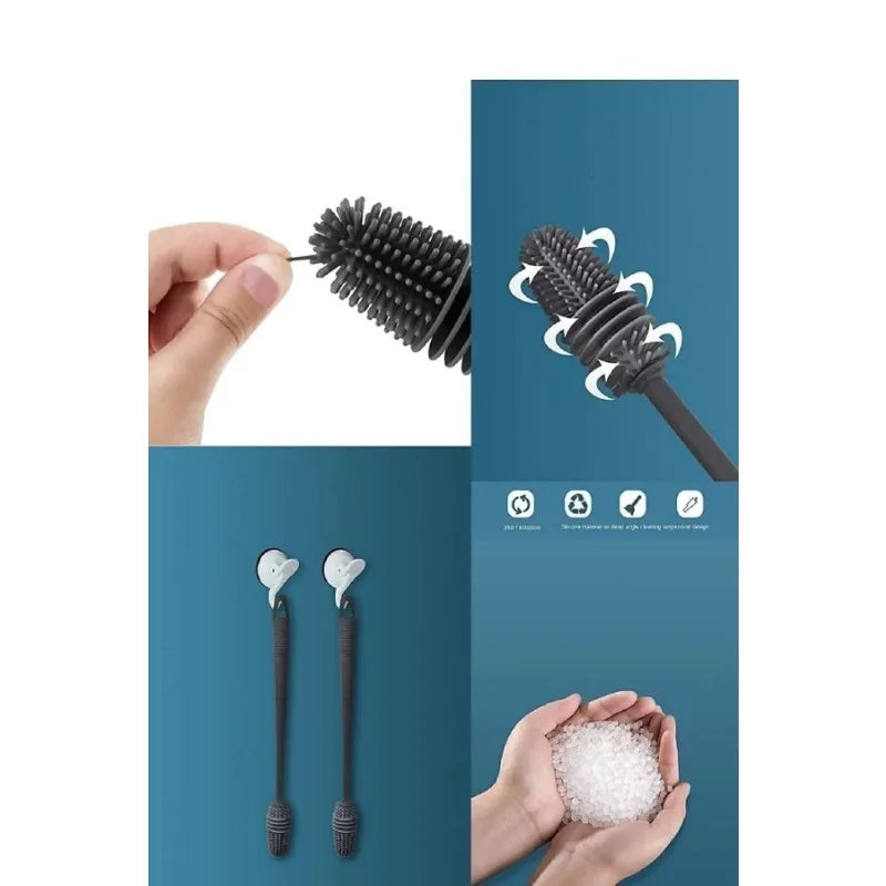 Flexible Silikonbürste langer Griff – Sanfte Reinigung für Flaschen, Gläser, Vasen