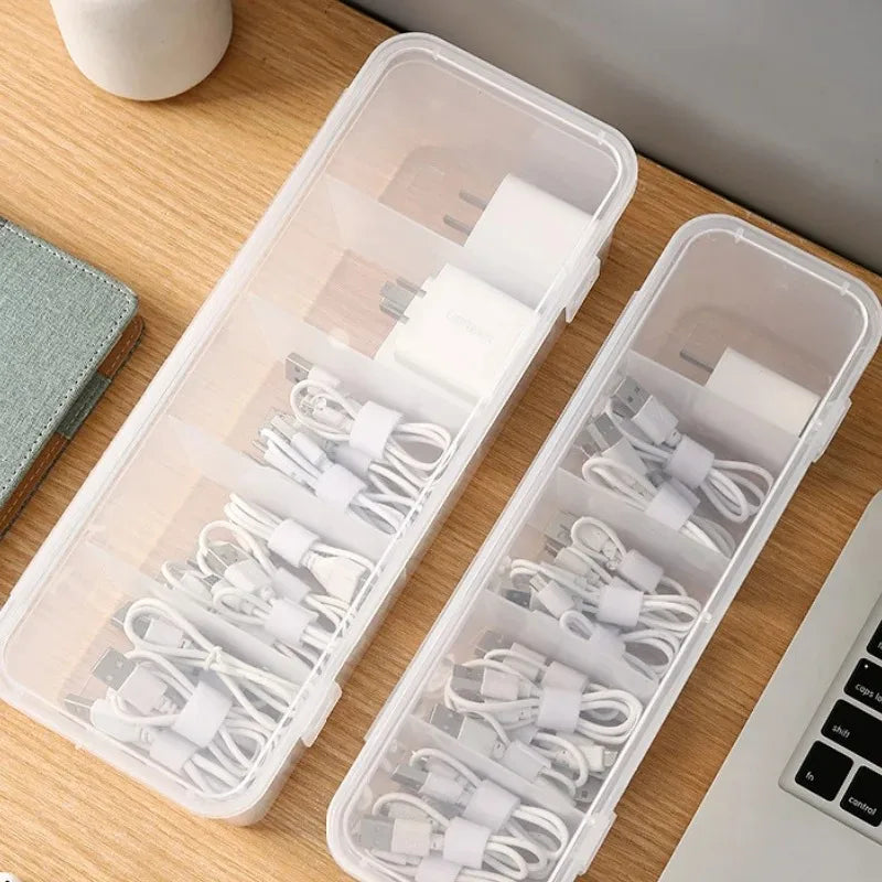 Transparente staubdichte Aufbewahrungsbox für Kabel und Karten