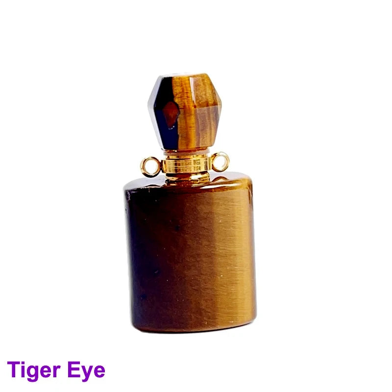 Unregelmäßige Naturstein Parfümflasche Anhänger – Amethyst Tigerauge Öl Diffusor