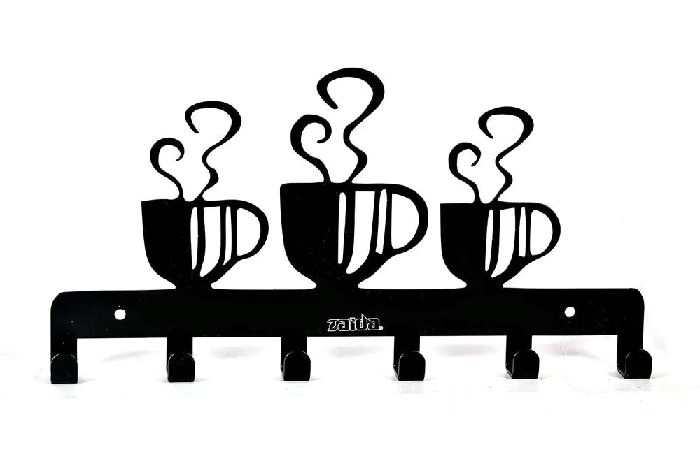 Wand Schlüsselhaken Schwarz Metall mit Cartoon Tiermuster Dekor