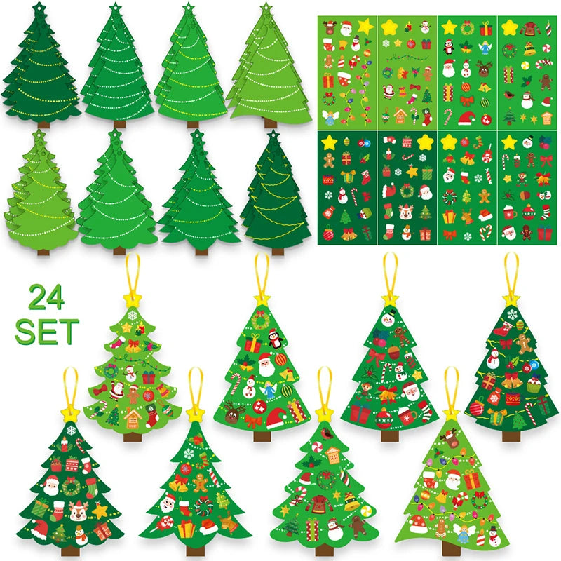 Kreatives Weihnachtsbaum-Bastelset – 24 DIY Grußkarten für Kinder