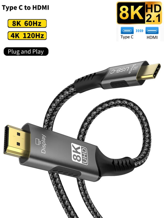 8K USB C auf HDMI 2.1 Kabeladapter 8K60Hz Typ C auf HDMI für Laptop Beamer