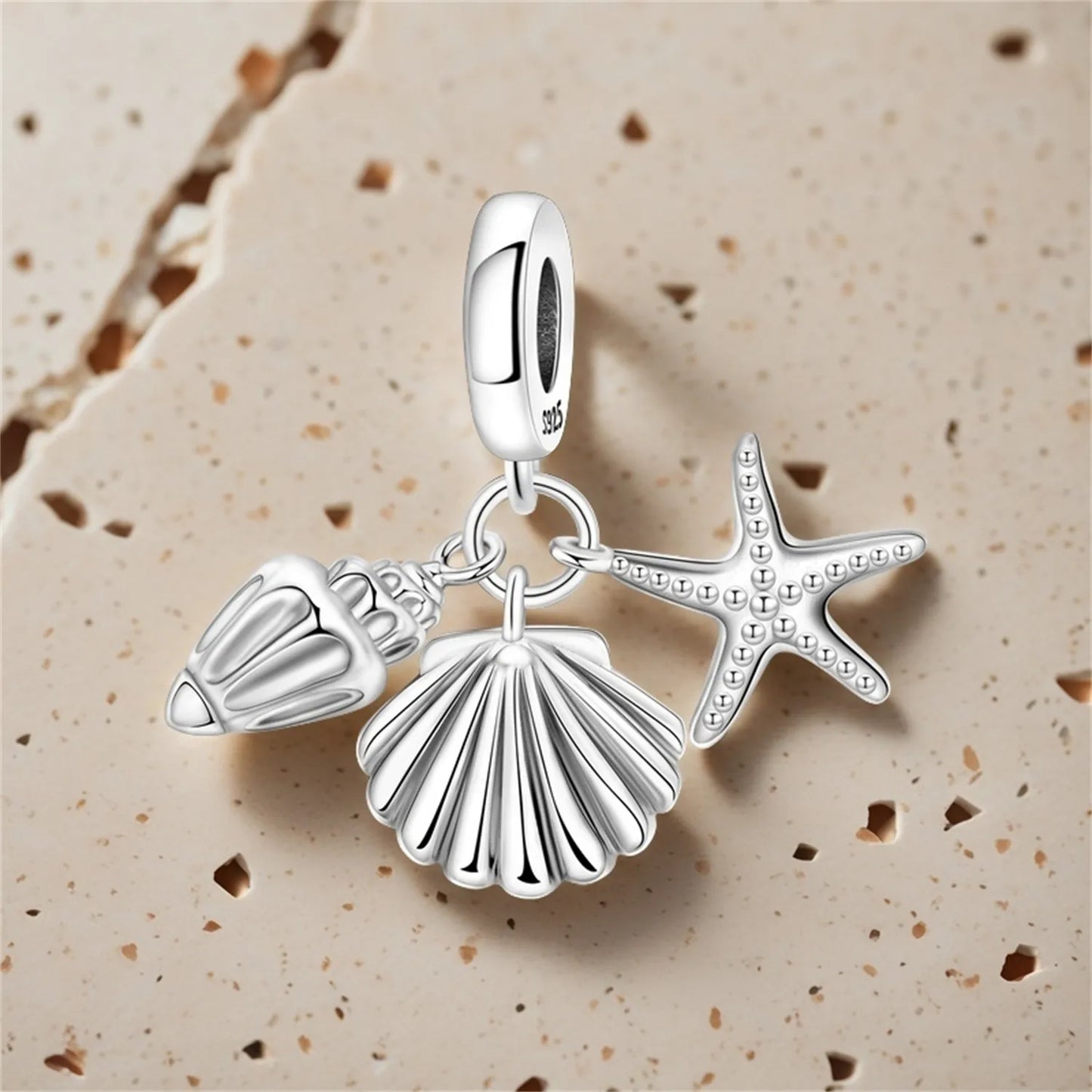 925 Sterling Silber Muschel Seestern Anhänger für Armband