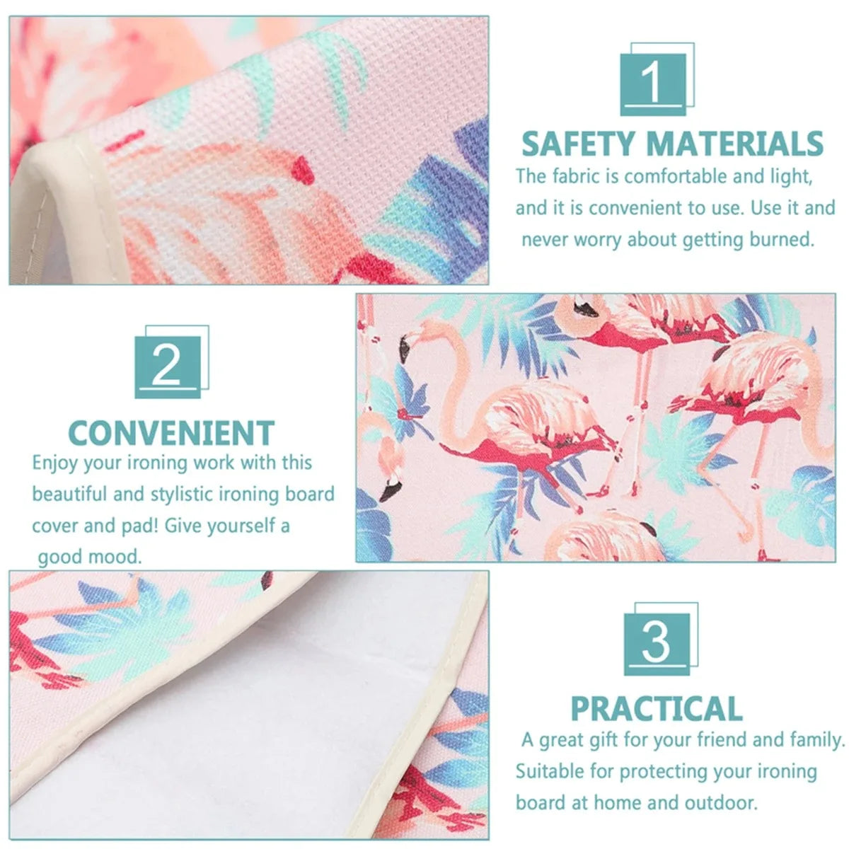 Bedruckter Bügelbrettbezug mit Kordelzug und Polstertuch für großes Bügelbrett