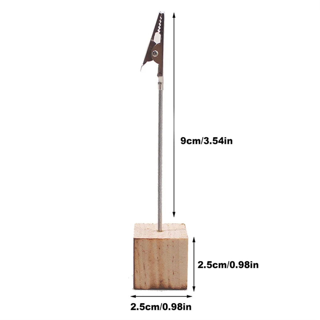 10 Stück Metall Kartenhalter mit Holzsockel für Tisch und Dekoration