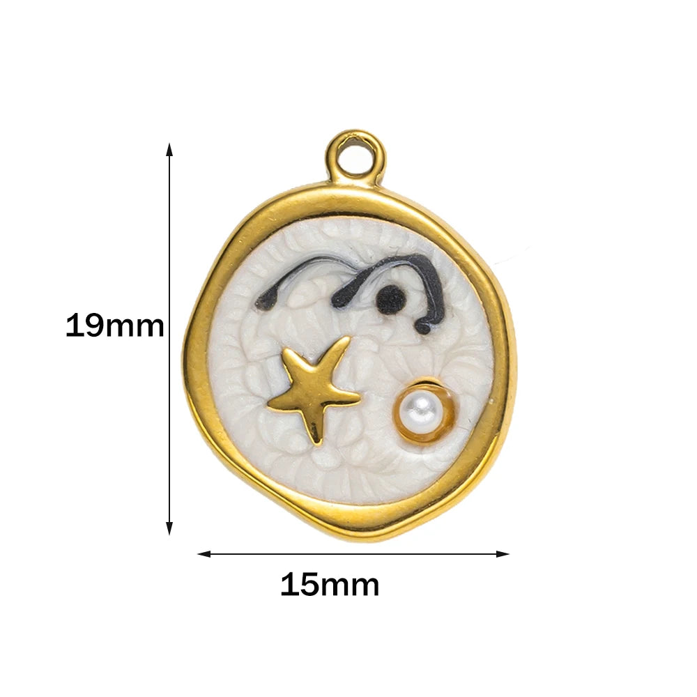 5-teiliges Edelstahl Charms Set Seestern golden für Schmuck DIY