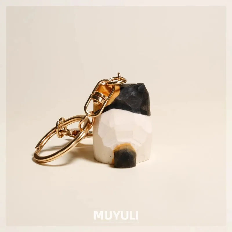 Handgeschnitzte Holz Katze Figur – Dekoration für Regal & Schreibtisch