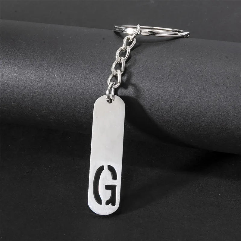 Edelstahl A-Z Buchstaben Schlüsselanhänger Metall Charm Unisex Geschenk
