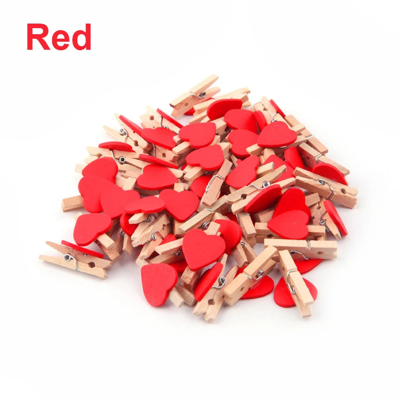 50x Holz Herz Foto Clips für DIY Deko, Hochzeit, Notizen Wohnkultur