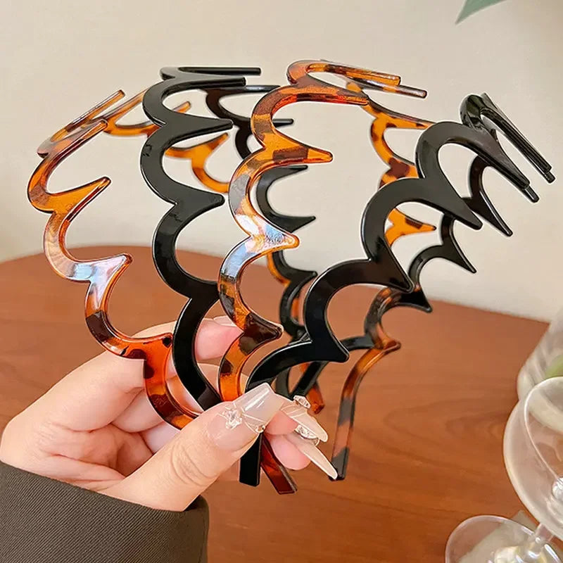 Gezahntes Wellen Stirnband für Damen Einfarbig Anti-Rutsch Haarschmuck