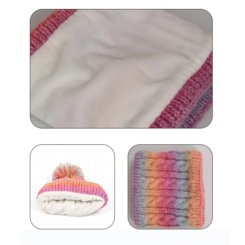 3-teiliges Kinder Winter Set mit Hut Schal Handschuhe warmes Fleecefutter