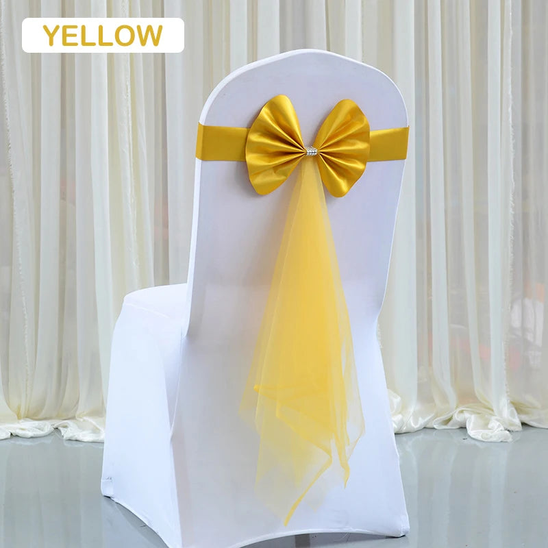 Stretch Stuhlschärpen aus Organza mit Schleifen für Events