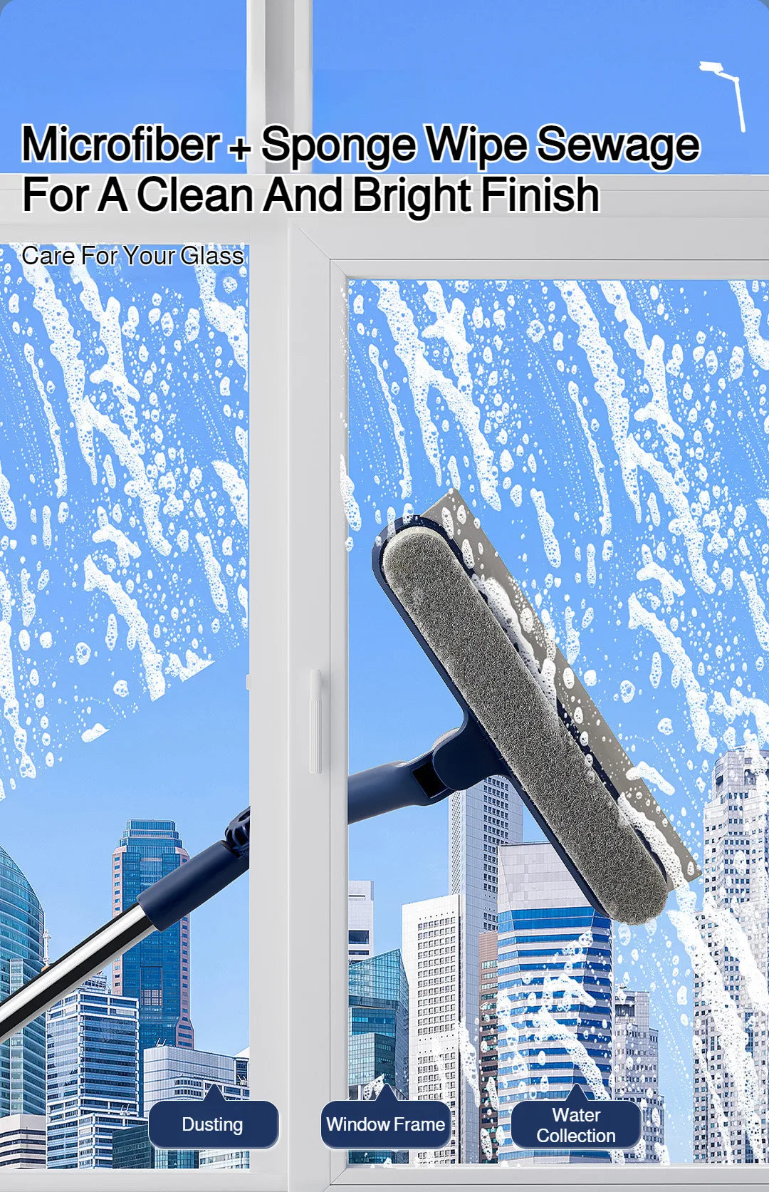 2in1 Fensterreiniger mit drehbarer Bürste und Rakel für Glas und Fliesen-Yabubest - Home & More