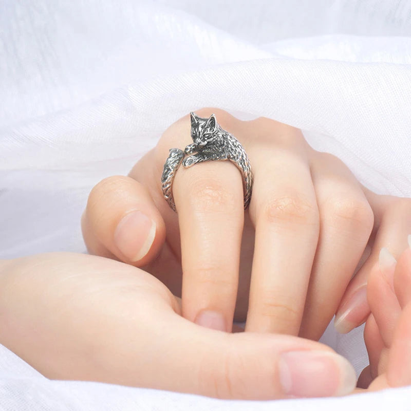 Verstellbarer Vintage Tiermotiv Ring Unisex für Gothic Fans