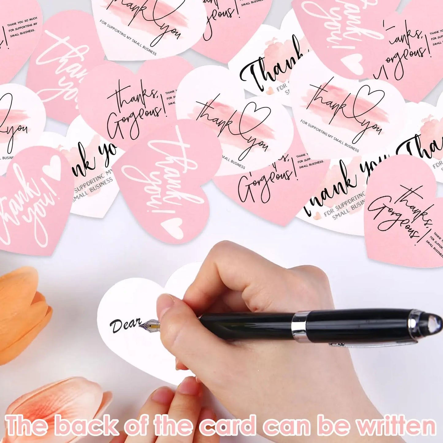Dankeskarten für Kleinunternehmen mit rosa Herz Design