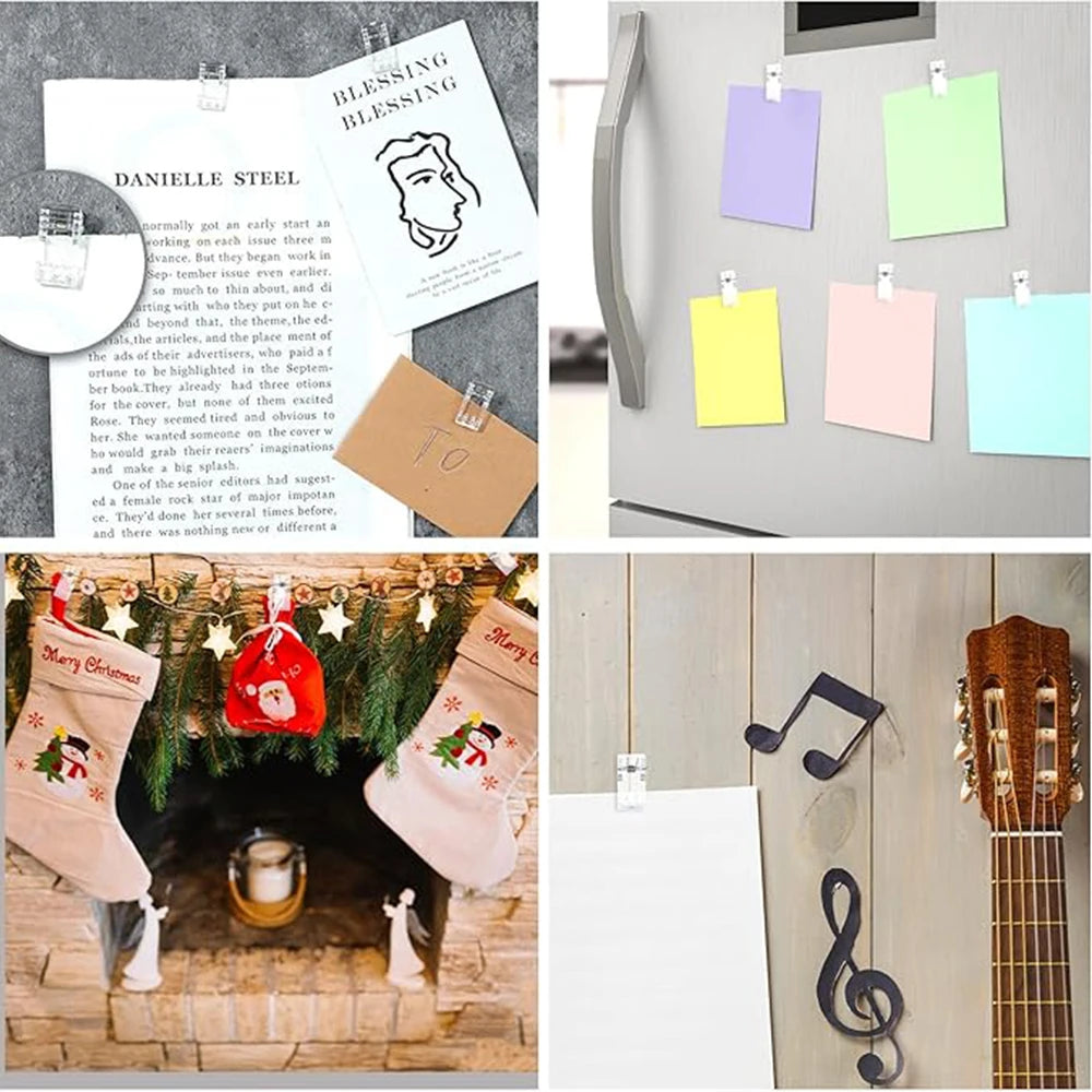 50x Selbstklebende Acryl Clips Transparent für Wandteppiche Poster Fotos Büro