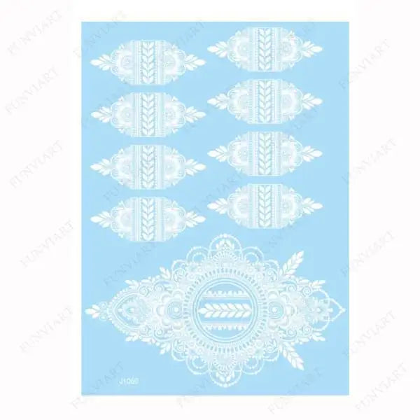 Weiße Henna Temporäre Tattoos für Frauen Hand Mehndi Party Körperkunst