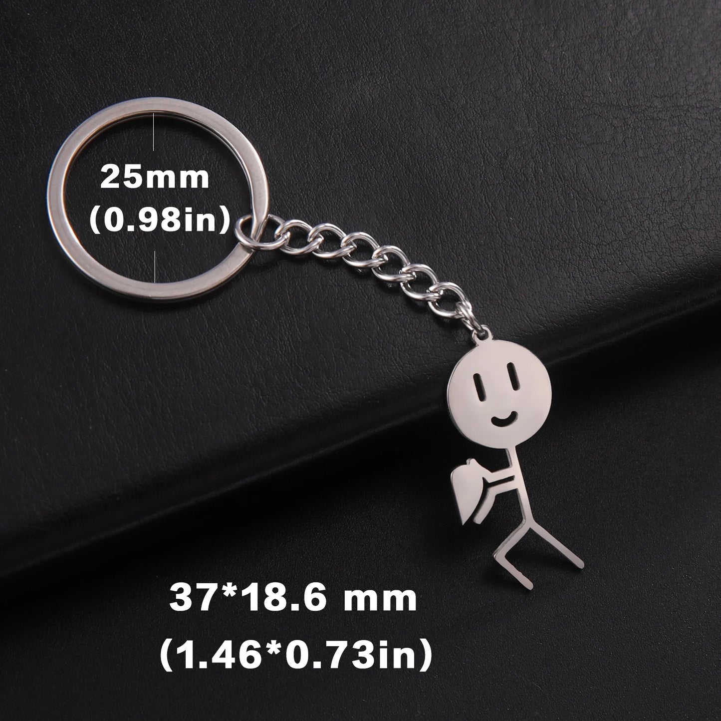 Stickman Schlüsselanhänger mit Mittelfinger Edelstahl für Auto - Tasche