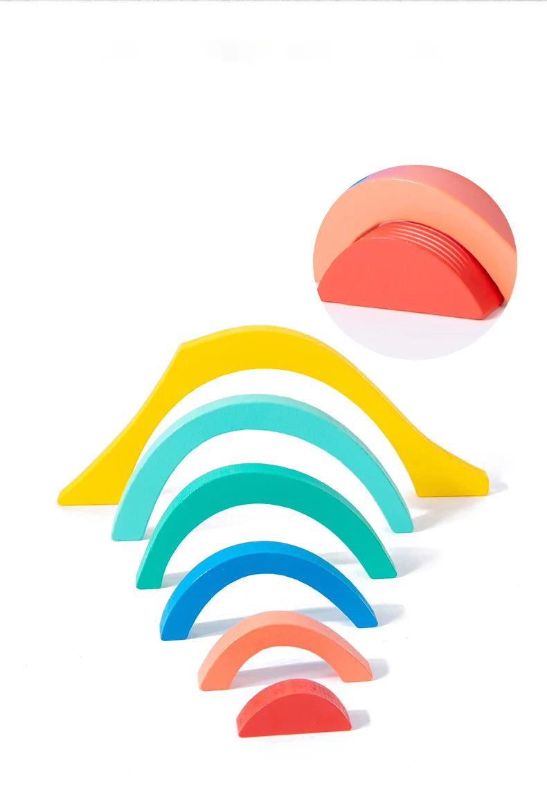 Kinder Holzblöcke Set - Regenbogen Farben - Fördert Kreativität und Motorik