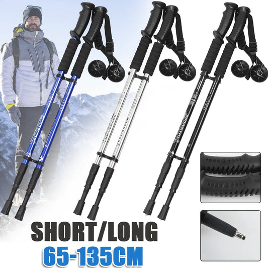 Teleskop Trekkingstock aus Stahl mit Quergriff für Bergsteigen