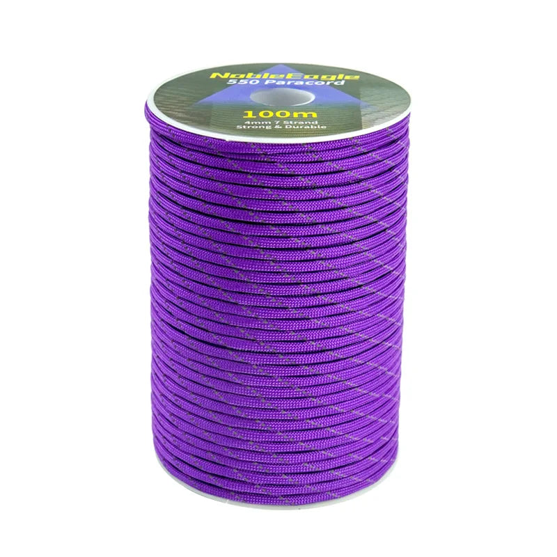 Reflektierendes 7-Strang Paracord 4mm 550LB Fallschirmseil für Outdoor