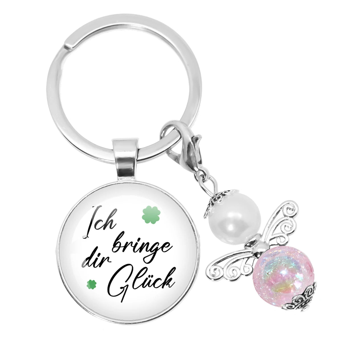 Glücksbringer Schlüsselanhänger mit vierblättrigem Kleeblatt Design