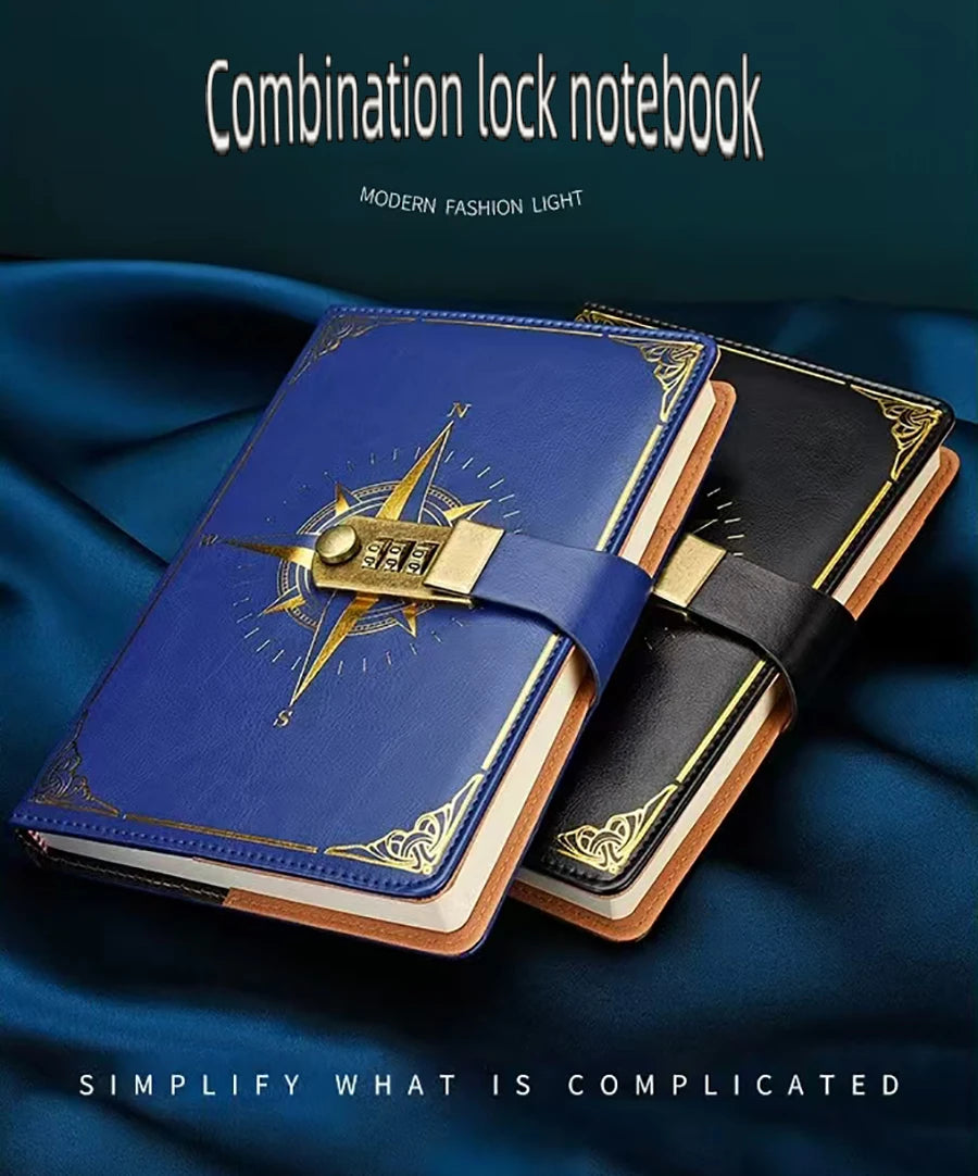 Retro Passwort Notizbuch A5 mit Schloss - Tagebuch Ledger-Yabubest - Home & More