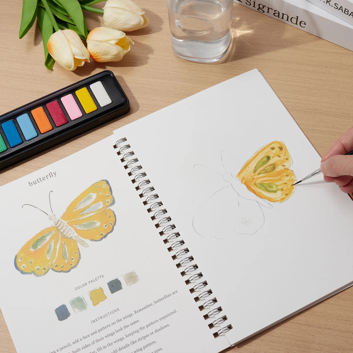 Anfängertaugliches Aquarell Arbeitsbuch mit Vogelmotiven