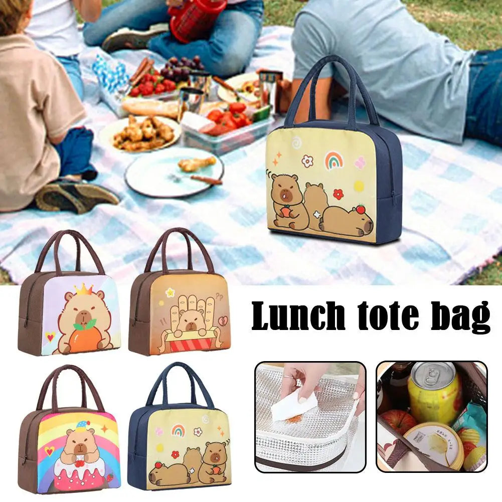 Isolierte Lunchtasche mit lustigem Cartoon Motiv fuer Kinder