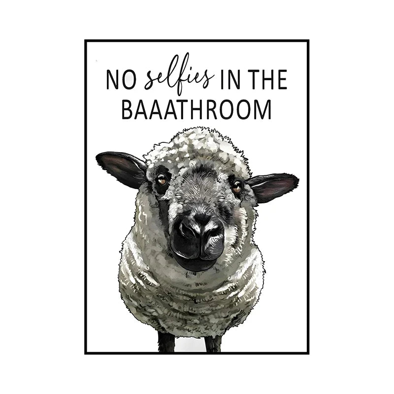 Lustige Tier Wandkunst auf Leinwand für moderne Badezimmer Dekoration