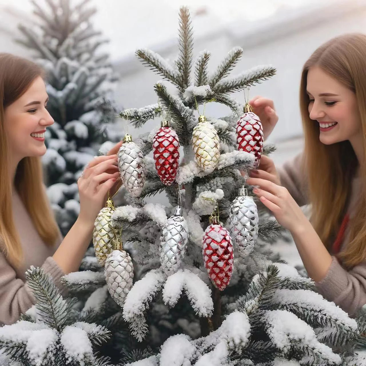 5er Set Festliche Tannenzapfen Baumschmuck für Weihnachten Zuhause