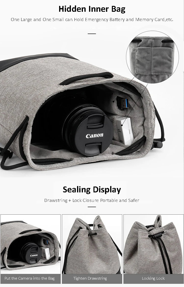 Wasserdichte Kameratasche mit Kordelzug für spiegellose Kameras-Yabubest - Home & More