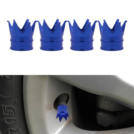4er Set Aluminium Crown Reifenventilkappen Staubdicht für Auto Motorrad