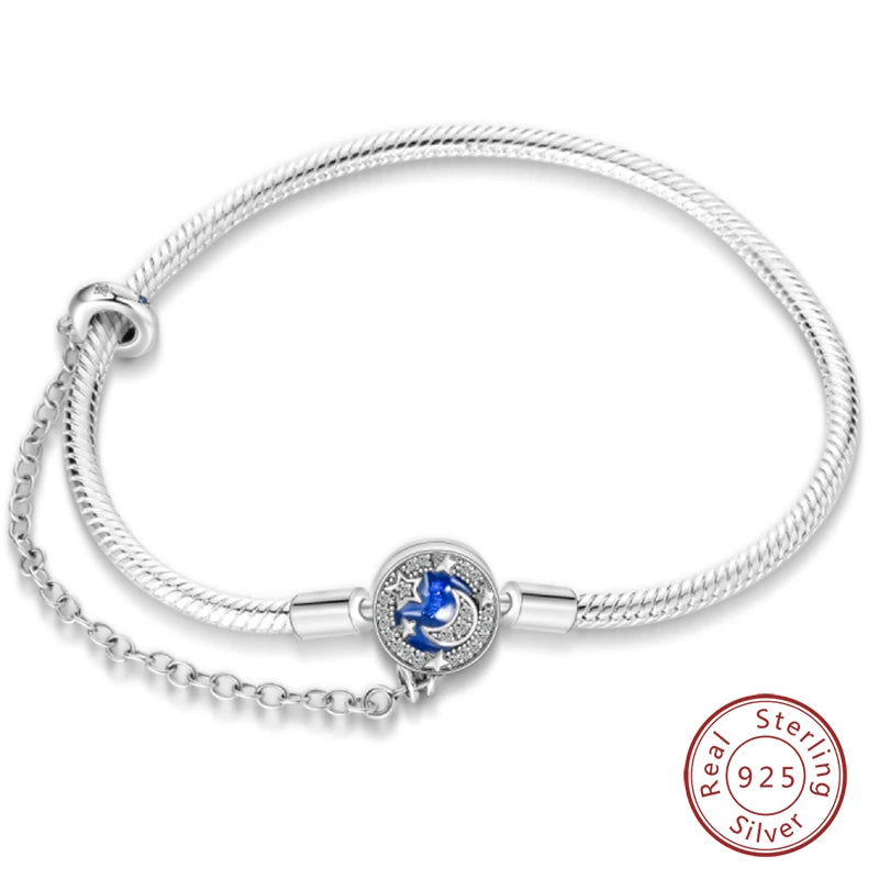 Armband Silber 925 mit Stern Mond Sonne und Grünem Zirkon Charm