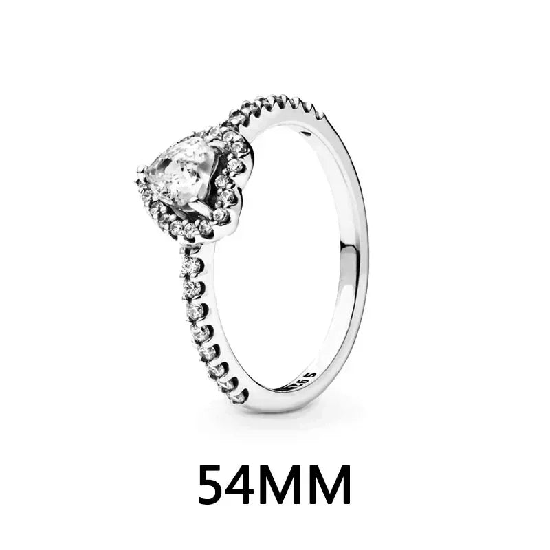 Funkelndes Schmuckset 925er Sterlingsilber Herz Ring Halskette Ohrringe