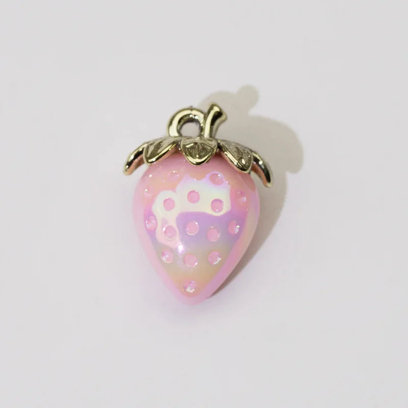 Rosa Erdbeere Charms 5er Set für DIY Schmuck Ohrring Armband