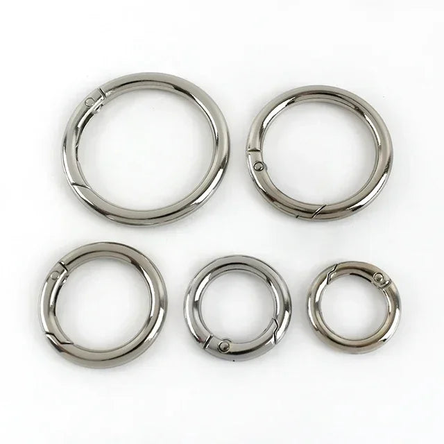 10er Set Metall Karabinerringe 10-50mm für Schlüsselanhänger und Taschen