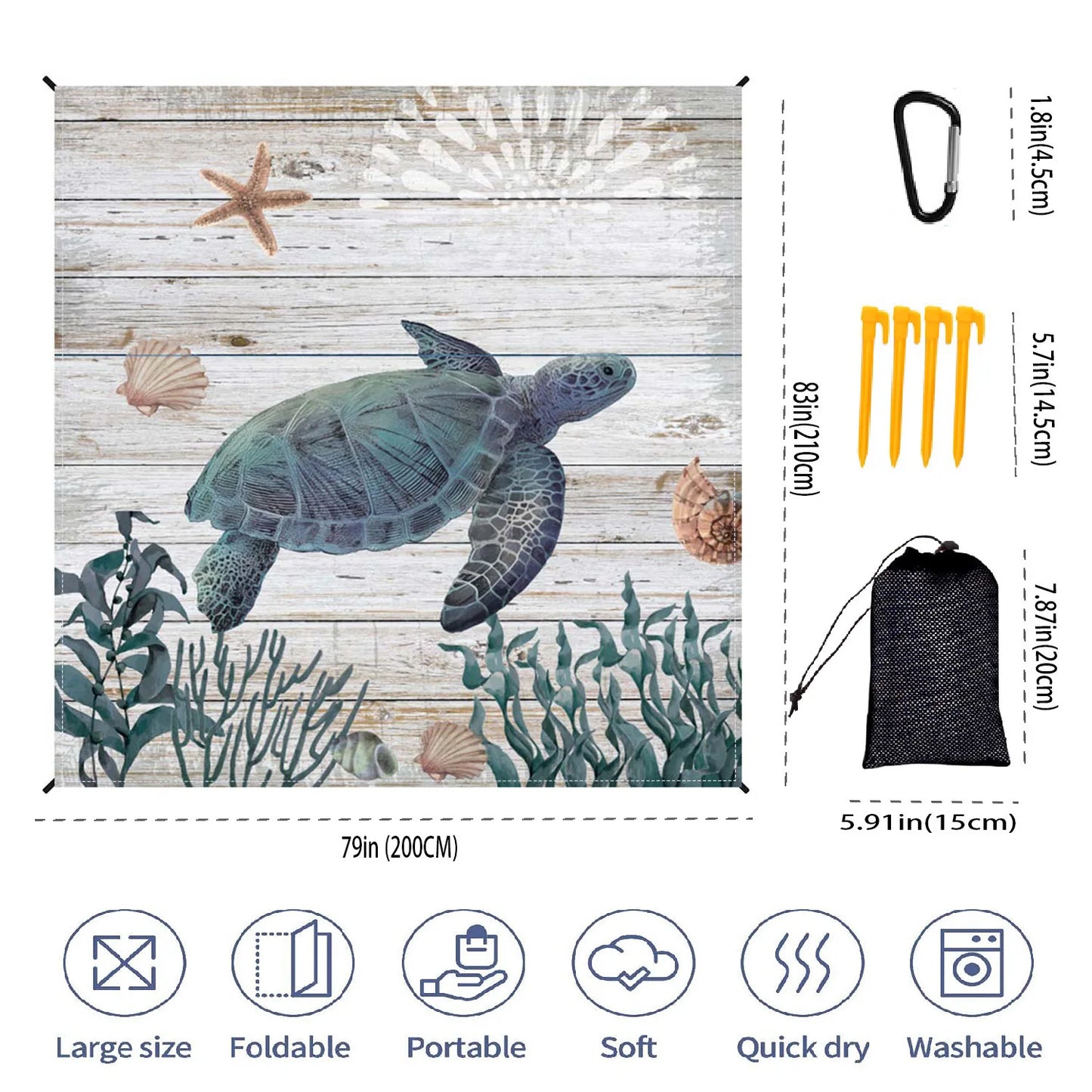 Ultradünne wasserdichte Strandmatte für bis zu 8 Personen