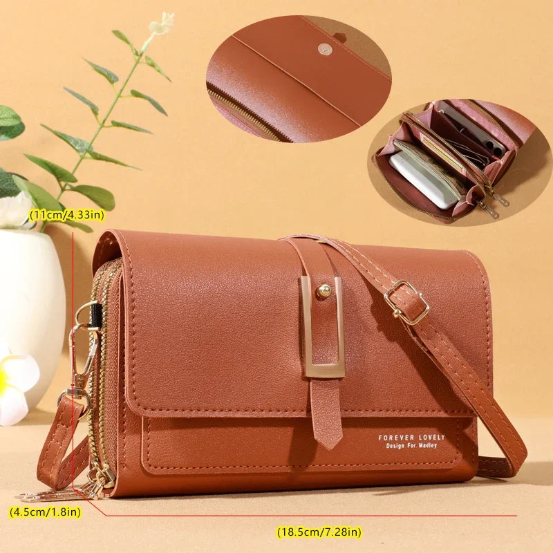 Kleine elegante Umhängetasche Damen mit Kartenhalter Handytasche