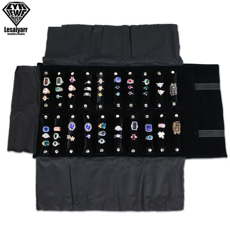 Faltbarer Schmuck Organizer aus Samt mit Reißverschluss für Reisen