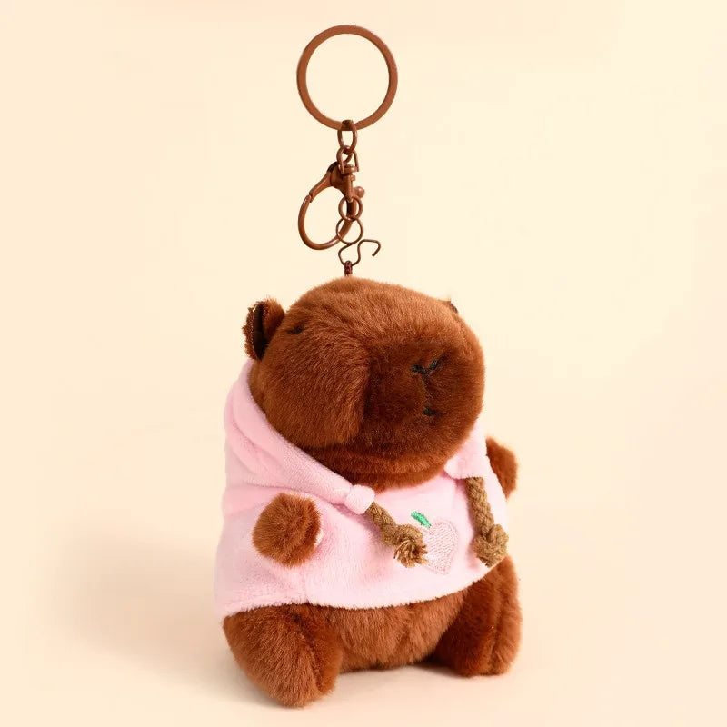 Charmanter Plüsch-Capybara Schlüsselanhänger in Kupfer für stylische Alltags-Accessoires