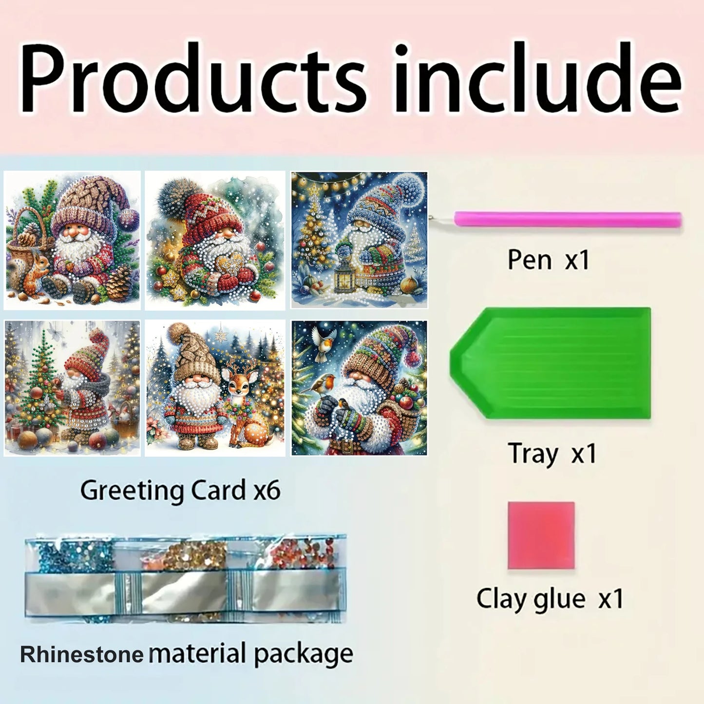 DIY Zwerge Diamant Malerei Weihnachtskarten Set – 6 Stück