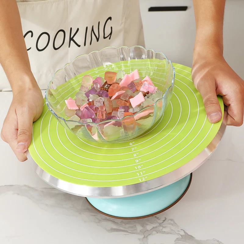 Runde Silikon Backmatte Antihaft mit Messskala für Ofen - Teig kneten