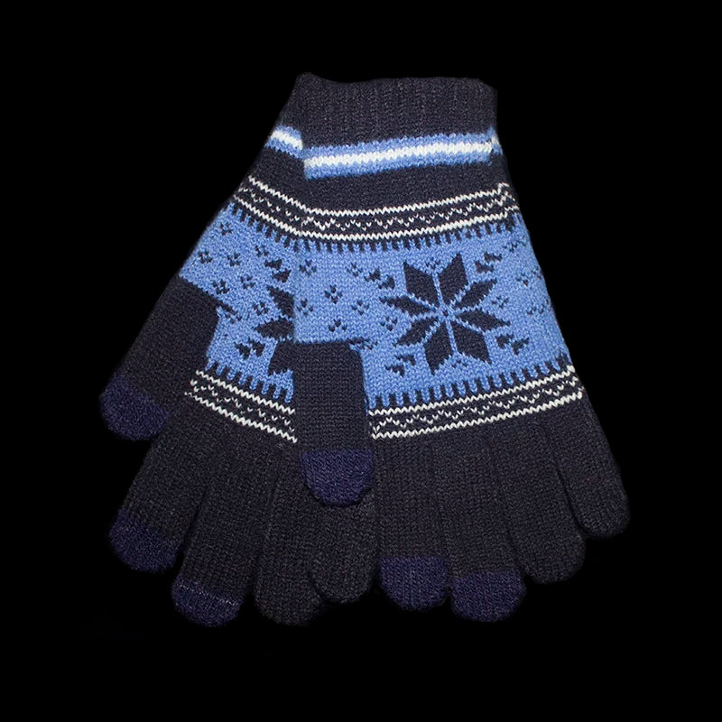 Warme Strick Winterhandschuhe mit Schneeflocken für Damen und Herren